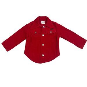 Vintage Toddler Wrangler Corduroy Snap Front Long Sleeve Shirt Size 2T Red
